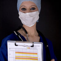 This is a picture of a nurse holding a clipboard.